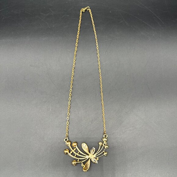 Colorful Rhinestone Butterfly Necklace Gold Tone Adjustable Chain Fruit Salad - Picture 4 of 9